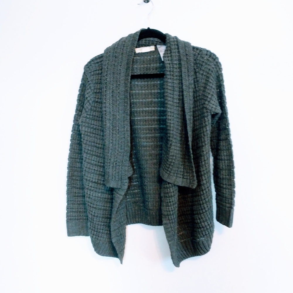 Anthropologie Staring at stars black knit cardigan with front open draping size